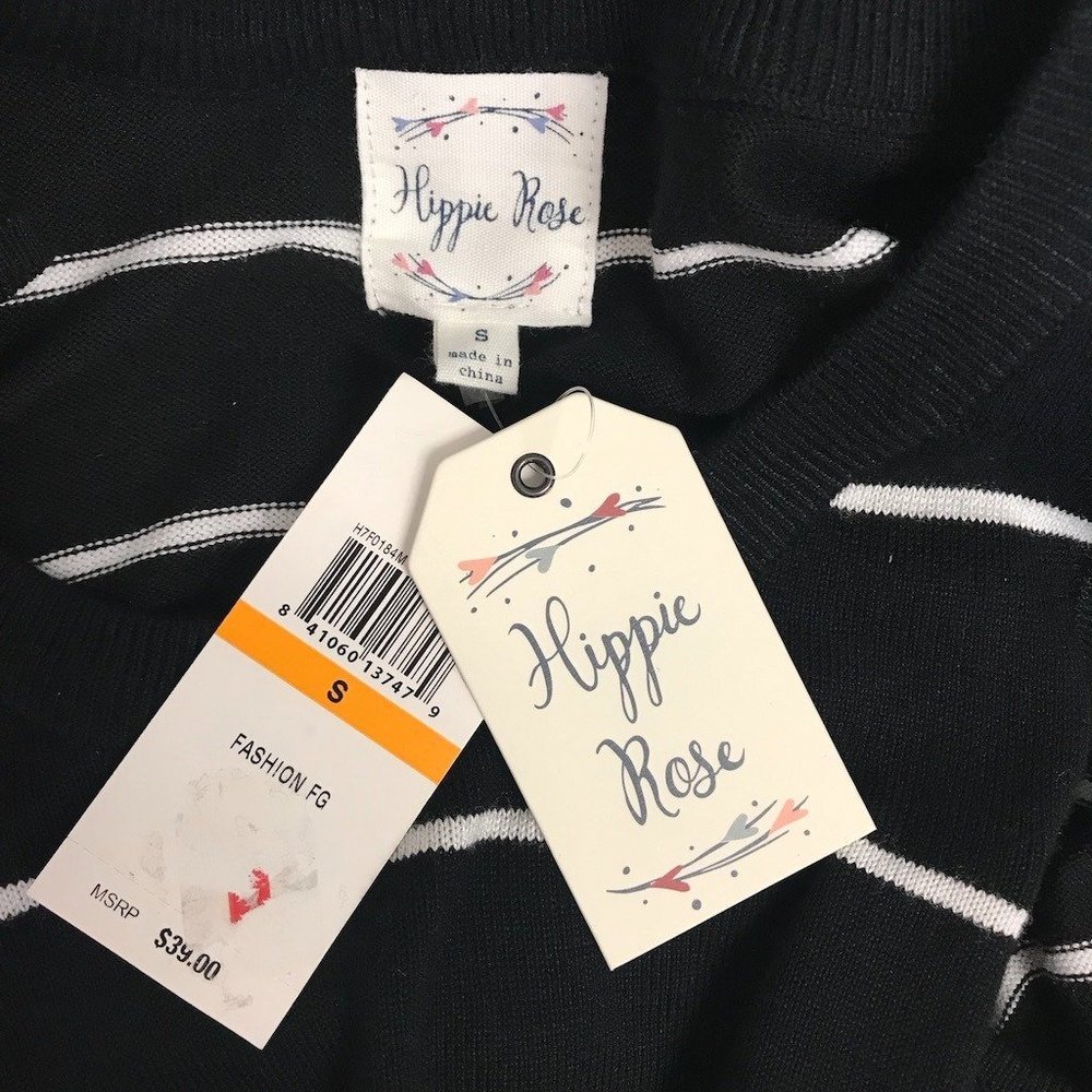 NWT Hippie Rose Womens Striped Cold Shoulder Lightweight Sweater S - Picture 5 of 7